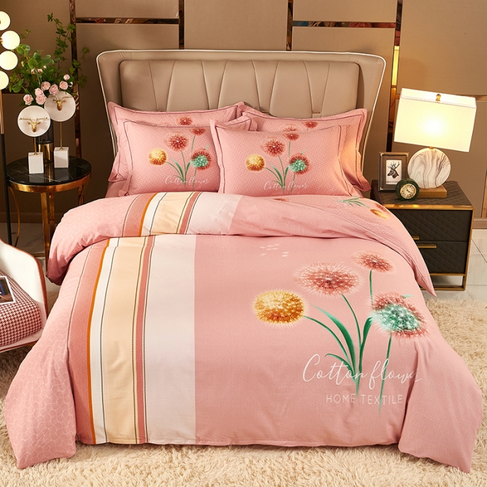 91家纺网 家纺一手货源 找家纺 雲归梦 2021新款全棉大版生态磨毛四件套第二批 一米阳光粉