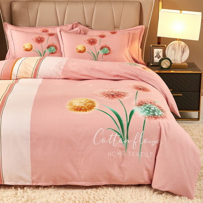 91家纺网 家纺一手货源 找家纺 雲归梦 2021新款全棉大版生态磨毛四件套第二批 一米阳光粉