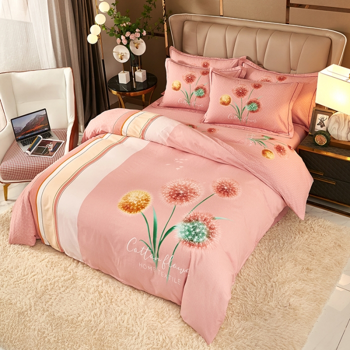 91家纺网 家纺一手货源 找家纺 雲归梦 2021新款全棉大版生态磨毛四件套第二批 一米阳光粉