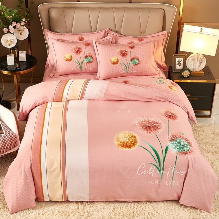 91家纺网 家纺一手货源 找家纺 雲归梦 2021新款全棉大版生态磨毛四件套第二批 一米阳光粉