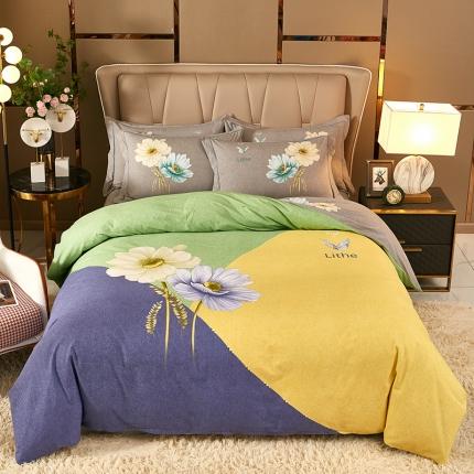 91家纺网 家纺一手货源 找家纺 雲归梦 2021新款全棉大版生态磨毛四件套第二批 伊莲娜紫