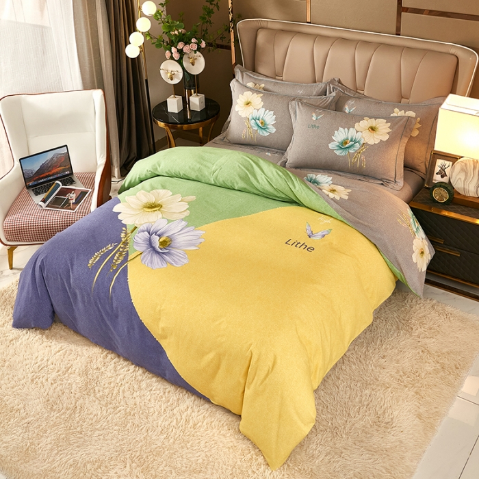 91家纺网 家纺一手货源 找家纺 雲归梦 2021新款全棉大版生态磨毛四件套第二批 伊莲娜紫