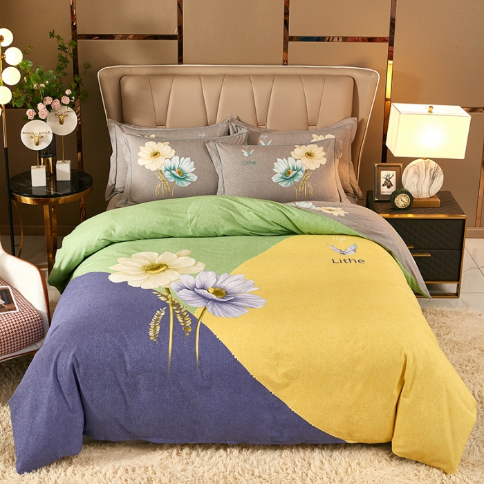 91家纺网 家纺一手货源 找家纺 雲归梦 2021新款全棉大版生态磨毛四件套第二批 伊莲娜紫