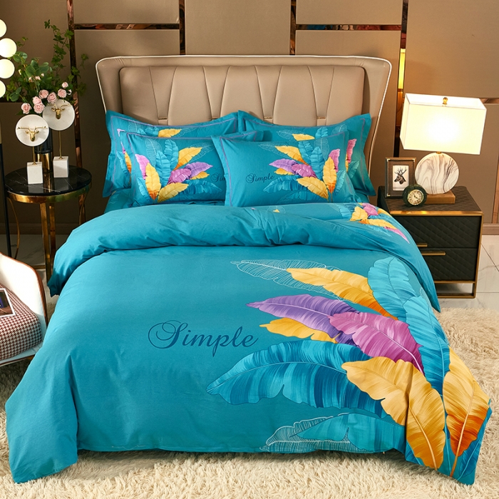 91家纺网 家纺一手货源 找家纺 雲归梦 2021新款全棉大版生态磨毛四件套第二批 异域风情兰