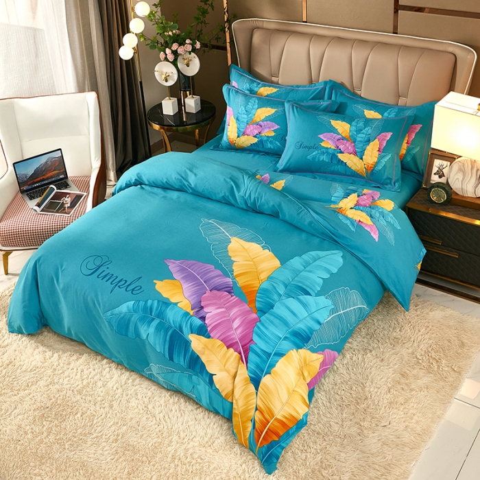 91家纺网 家纺一手货源 找家纺 雲归梦 2021新款全棉大版生态磨毛四件套第二批 异域风情兰