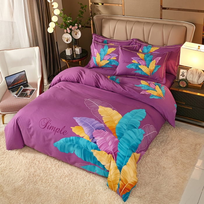 91家纺网 家纺一手货源 找家纺 雲归梦 2021新款全棉大版生态磨毛四件套第二批 异域风情紫