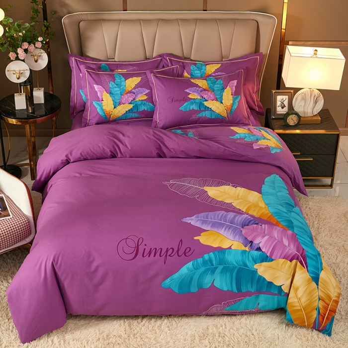 91家纺网 家纺一手货源 找家纺 雲归梦 2021新款全棉大版生态磨毛四件套第二批 异域风情紫