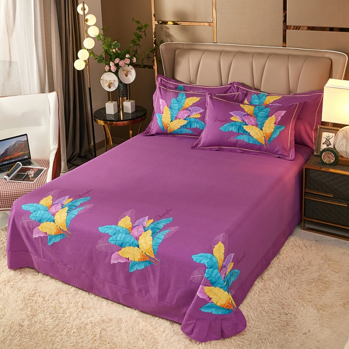 91家纺网 家纺一手货源 找家纺 雲归梦 2021新款全棉大版生态磨毛四件套第二批 异域风情紫