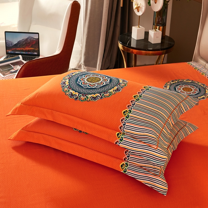 91家纺网 家纺一手货源 找家纺 雲归梦 2021新款全棉大版生态磨毛四件套第二批 庄园蓝