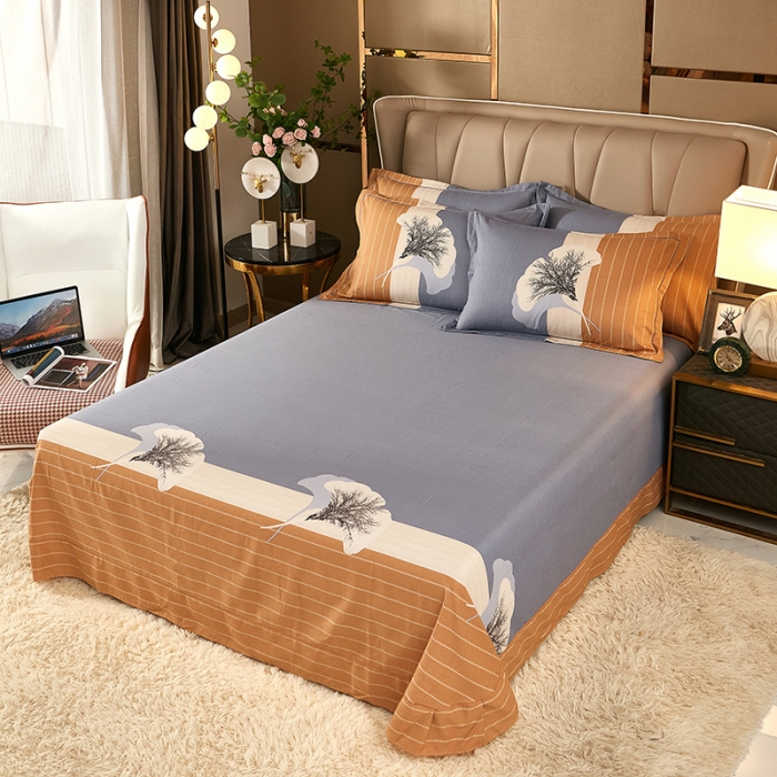 91家纺网 家纺一手货源 找家纺 雲归梦 2021新款全棉大版生态磨毛四件套第二批 杏语桔