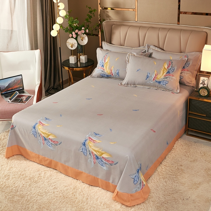 91家纺网 家纺一手货源 找家纺 雲归梦 2021新款全棉大版生态磨毛四件套第二批 炫羽桔