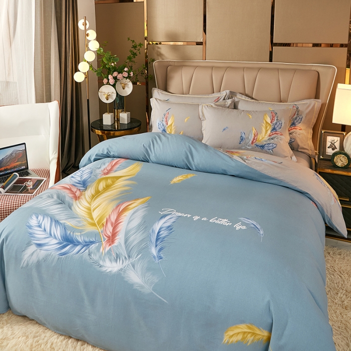 91家纺网 家纺一手货源 找家纺 雲归梦 2021新款全棉大版生态磨毛四件套第二批 炫羽绿