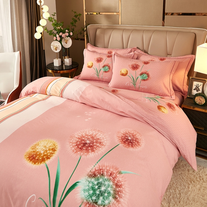 91家纺网 家纺一手货源 找家纺 雲归梦 2021新款全棉大版生态磨毛四件套第二批 一米阳光粉