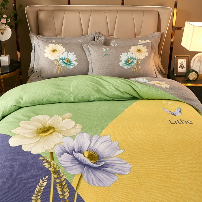 91家纺网 家纺一手货源 找家纺 雲归梦 2021新款全棉大版生态磨毛四件套第二批 伊莲娜紫