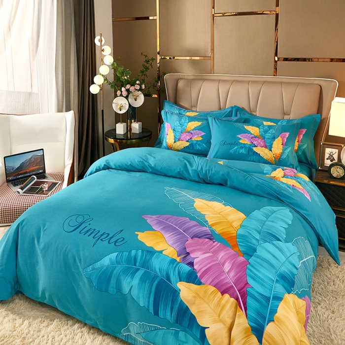 91家纺网 家纺一手货源 找家纺 雲归梦 2021新款全棉大版生态磨毛四件套第二批 异域风情兰