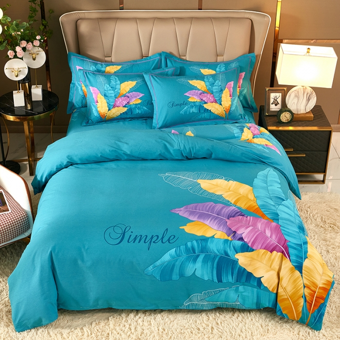 91家纺网 家纺一手货源 找家纺 雲归梦 2021新款全棉大版生态磨毛四件套第二批 异域风情兰