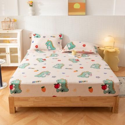 91家纺网 家纺一手货源 找家纺 梦家居 2021新款秋冬牛奶绒床笠单品 恐龙先生