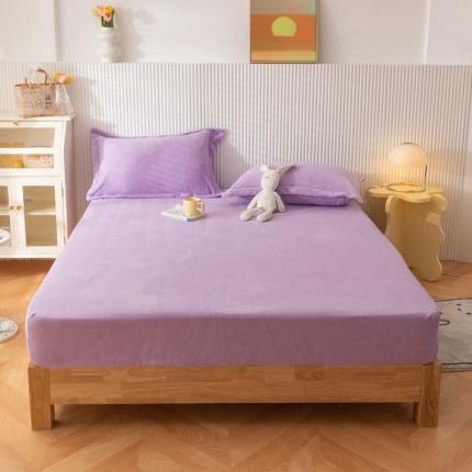 91家纺网 家纺一手货源 找家纺 梦家居 2021新款秋冬牛奶绒床笠单品 浅紫色