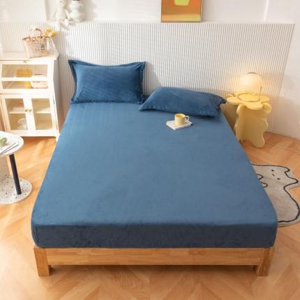 91家纺网 家纺一手货源 找家纺 梦家居 2021新款秋冬牛奶绒床笠单品 雾蓝色