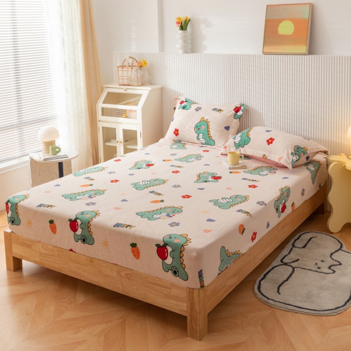 91家纺网 家纺一手货源 找家纺 梦家居 2021新款秋冬牛奶绒床笠单品 恐龙先生