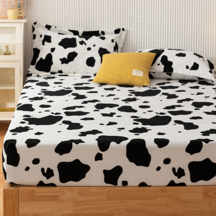 91家纺网 家纺一手货源 找家纺 梦家居 2021新款秋冬牛奶绒床笠单品 牛奶纹