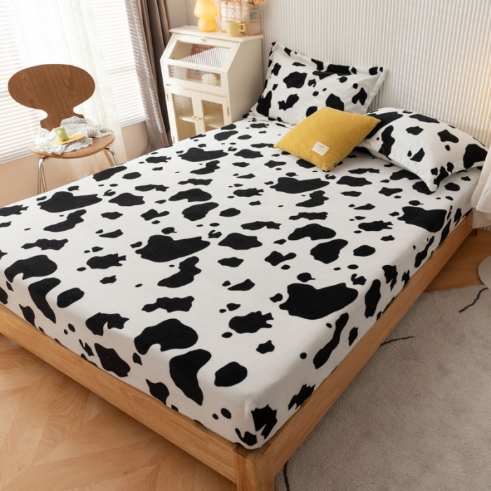 91家纺网 家纺一手货源 找家纺 梦家居 2021新款秋冬牛奶绒床笠单品 牛奶纹