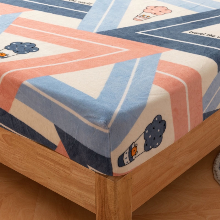 91家纺网 家纺一手货源 找家纺 梦家居 2021新款秋冬牛奶绒床笠单品 三角甜筒