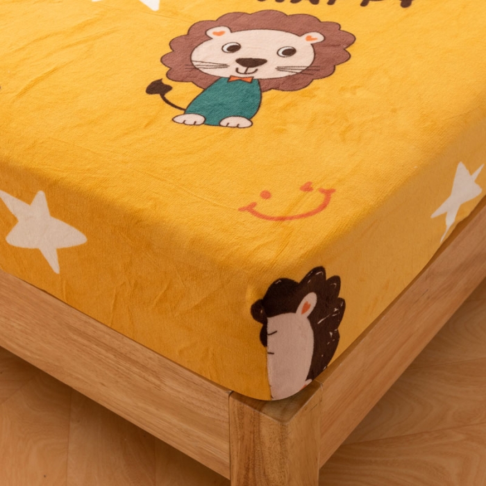 91家纺网 家纺一手货源 找家纺 梦家居 2021新款秋冬牛奶绒床笠单品 小狮子