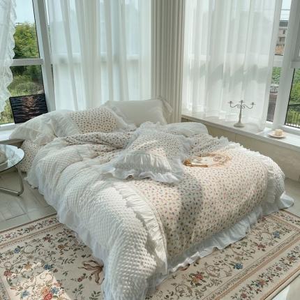 91家纺网 家纺一手货源 找家纺 2021网红直播爆款秋冬碎花绒四件套牛奶绒四件套 风信子