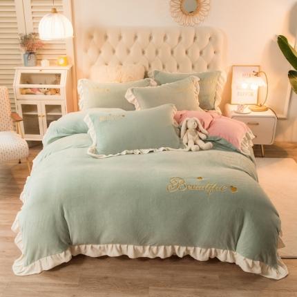 91家纺网 家纺一手货源 找家纺 总-丝羽坊 2021新款牛奶绒韩系心意系列四件套