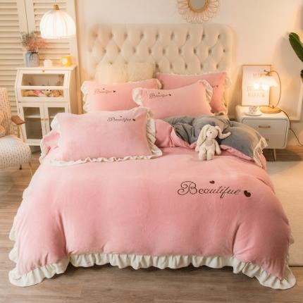 91家纺网 家纺一手货源 找家纺 总-丝羽坊 2021新款牛奶绒韩系心意系列四件套