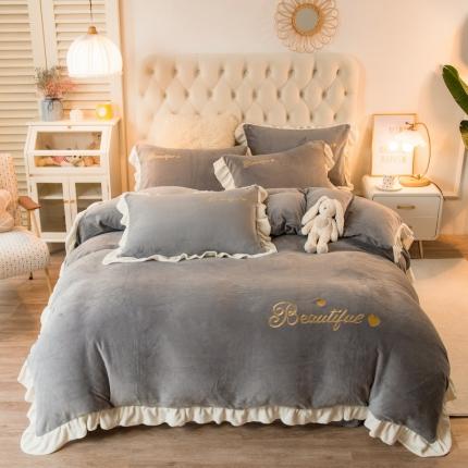 91家纺网 家纺一手货源 找家纺 总-丝羽坊 2021新款牛奶绒韩系心意系列四件套