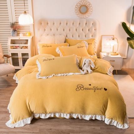 91家纺网 家纺一手货源 找家纺 总-丝羽坊 2021新款牛奶绒韩系心意系列四件套