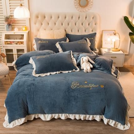 91家纺网 家纺一手货源 找家纺 总-丝羽坊 2021新款牛奶绒韩系心意系列四件套