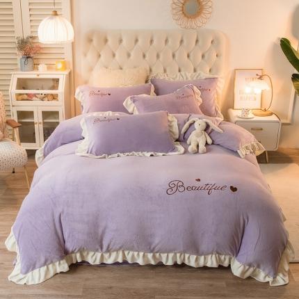 91家纺网 家纺一手货源 找家纺 总-丝羽坊 2021新款牛奶绒韩系心意系列四件套