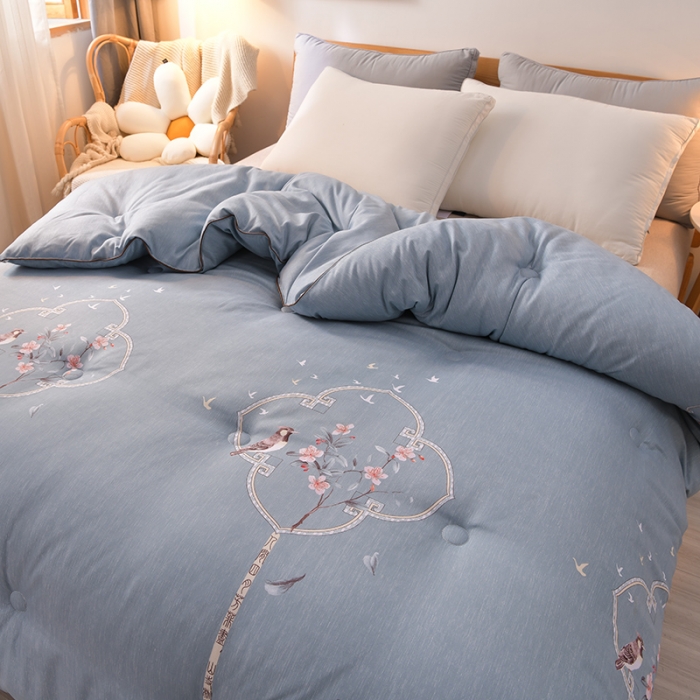 91家纺网 家纺一手货源 找家纺 富威堡2023新款棉花被子春色满园