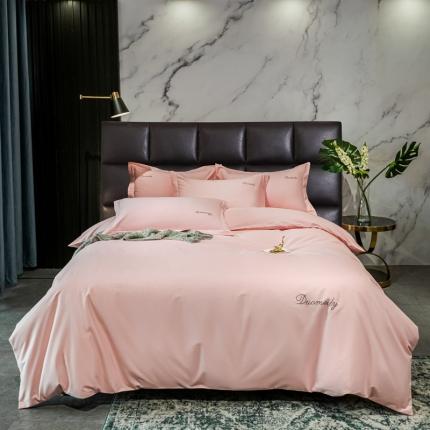 91家纺网 家纺一手货源 找家纺 朵美 2021新款100支双股磨毛纯色四件套 拉梦粉