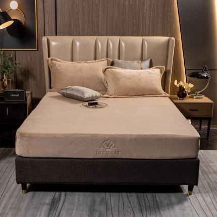 91家纺网 家纺一手货源 找家纺 （总）莱宁被业 2021新款精品牛奶绒刺绣床笠