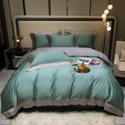 91家纺网 家纺一手货源 找家纺 爱缦 2021新款星空系列100支长绒棉奥棉四件套 韩黛绿