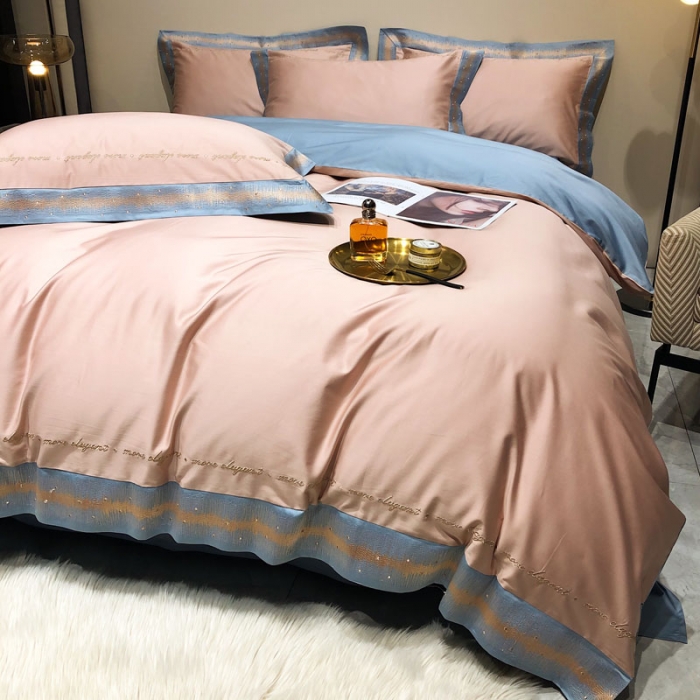 91家纺网 家纺一手货源 找家纺 爱缦 2021新款星空系列100支长绒棉奥棉四件套 奶米杏