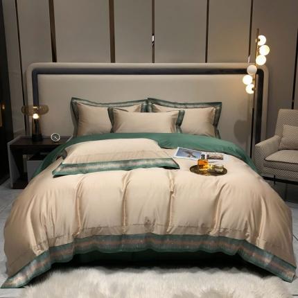 91家纺网 家纺一手货源 找家纺 爱缦 2021新款星空系列100支长绒棉奥棉四件套 奶霜色