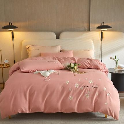 91家纺网 家纺一手货源 找家纺 （总）凡客2021秋冬新款埃类棉刺绣磨毛四件套-樱语