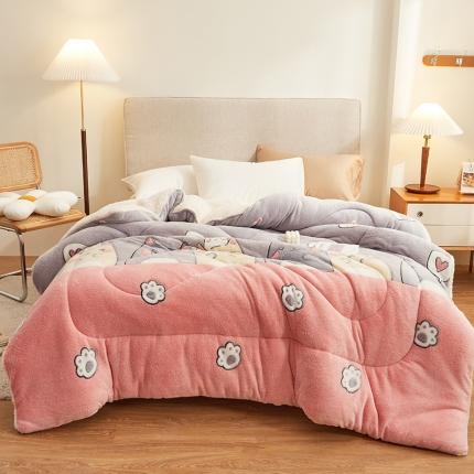 91家纺网 家纺一手货源 找家纺 （总）佰亿莱 2024新款双面绒A版雪花绒B版羊羔绒冬被