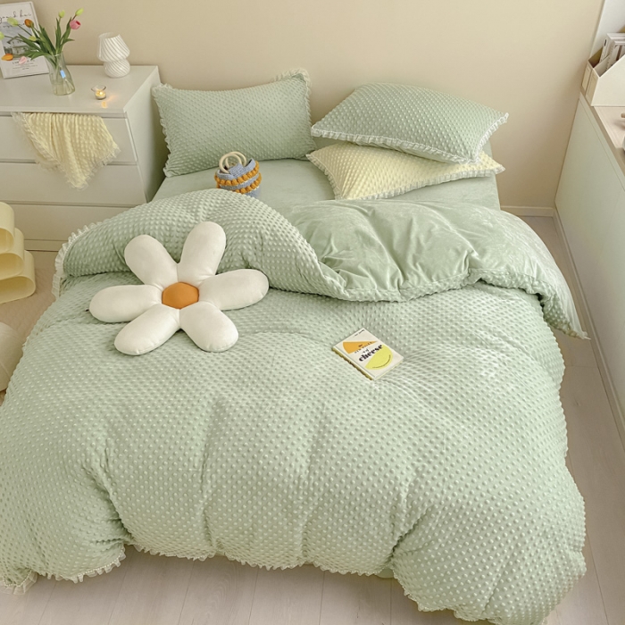 91家纺网 家纺一手货源 找家纺 （总）玛奇朵 2021新款豆豆绒珍珠款四件套-梦露系列