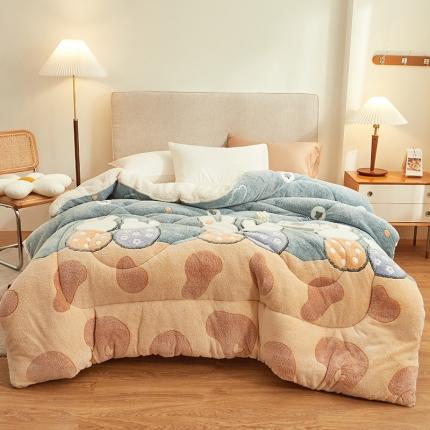 91家纺网 家纺一手货源 找家纺 佰亿莱 2024新款双面绒A版雪花绒B版羊羔绒冬被 告白