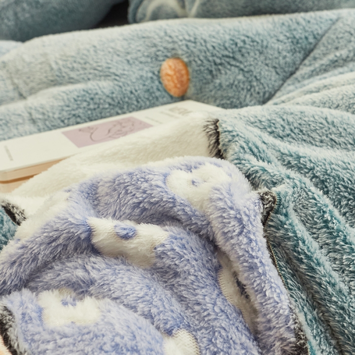 91家纺网 家纺一手货源 找家纺 佰亿莱 2024新款双面绒A版雪花绒B版羊羔绒冬被 告白