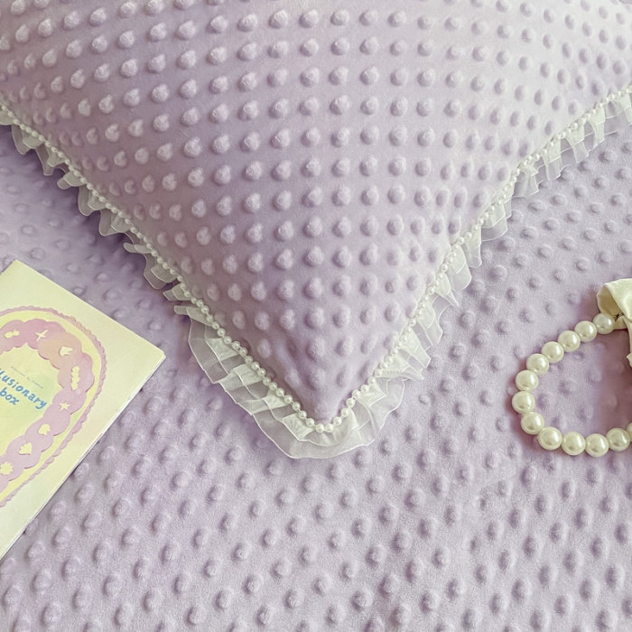 91家纺网 家纺一手货源 找家纺 玛奇朵 2021新款豆豆绒珍珠款四件套-梦露系列 梦露-丁香紫