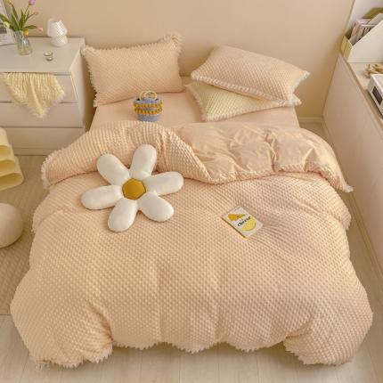 玛奇朵 2021新款豆豆绒珍珠款四件套-梦露系列 梦露-蜜桃橙