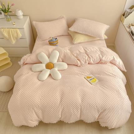 玛奇朵2021新款豆豆绒珍珠款四件套-梦露系列 梦露-婴儿粉