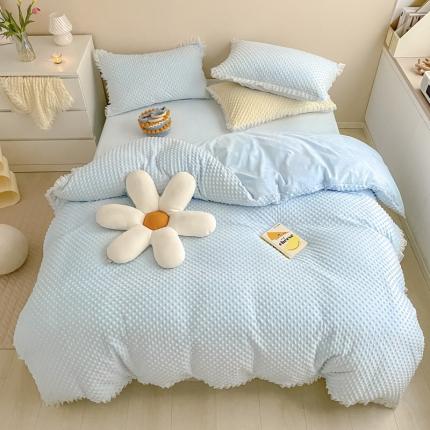 玛奇朵 2021新款豆豆绒珍珠款四件套-梦露系列 梦露-婴儿蓝